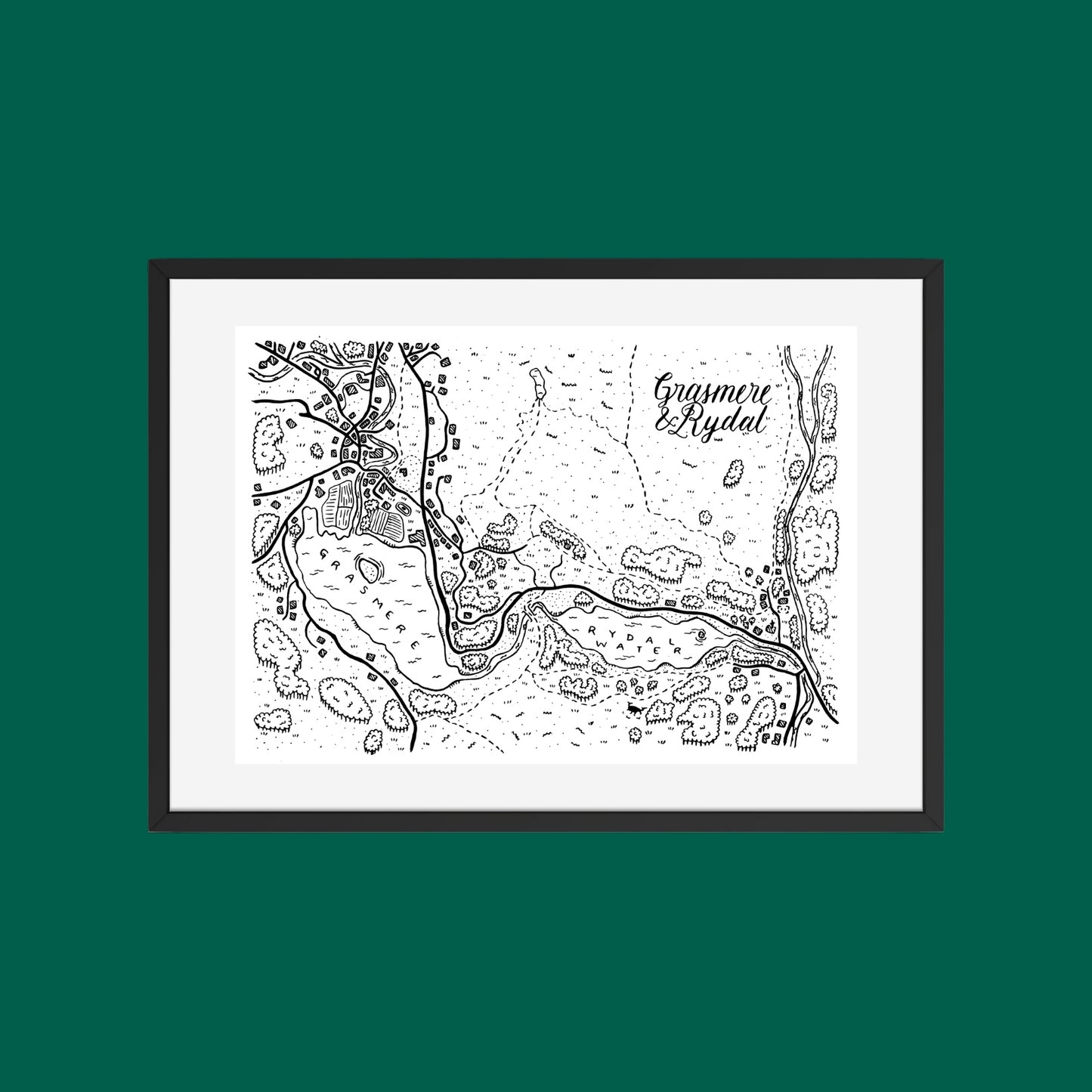Grasmere & Rydal Map Print