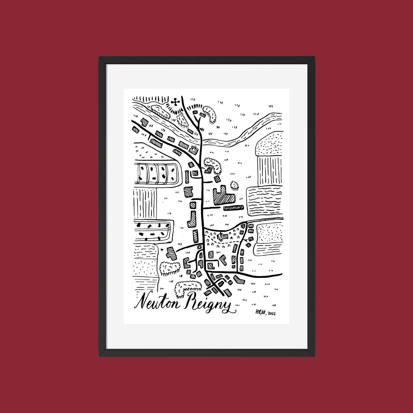 Newton Reigny Map Print