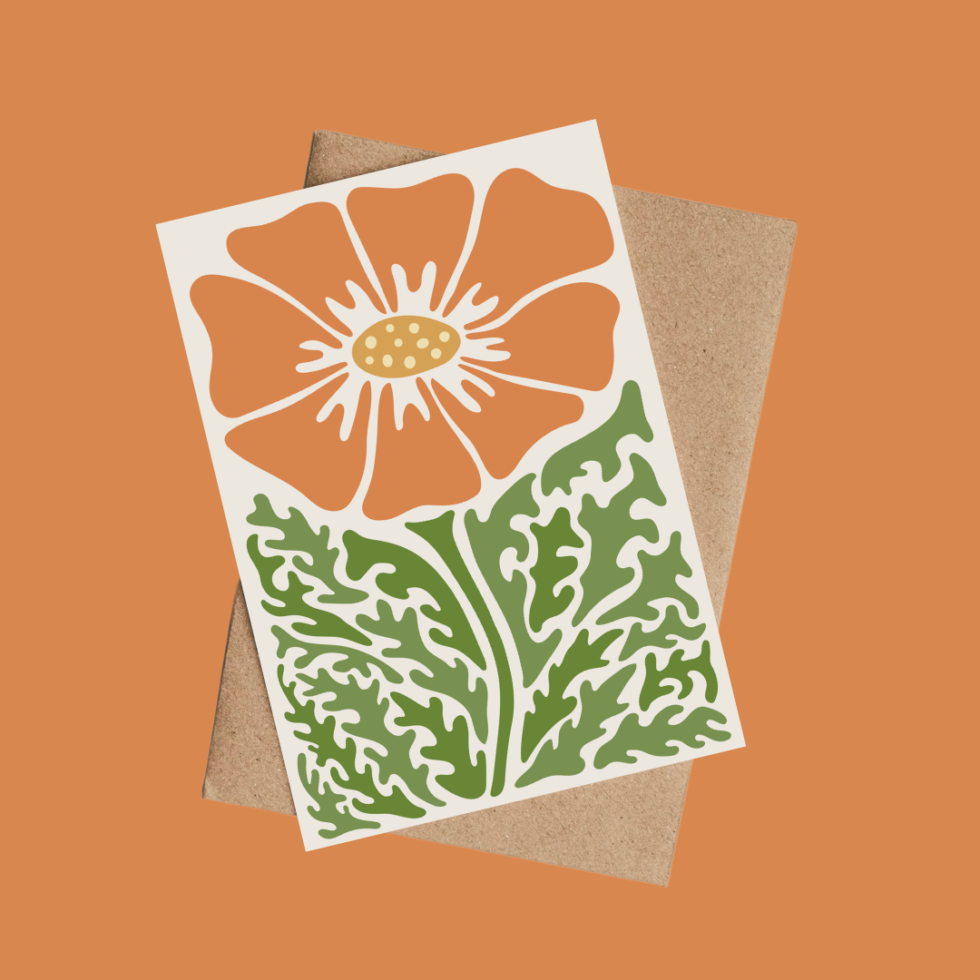 Orange Flower Greetings Card