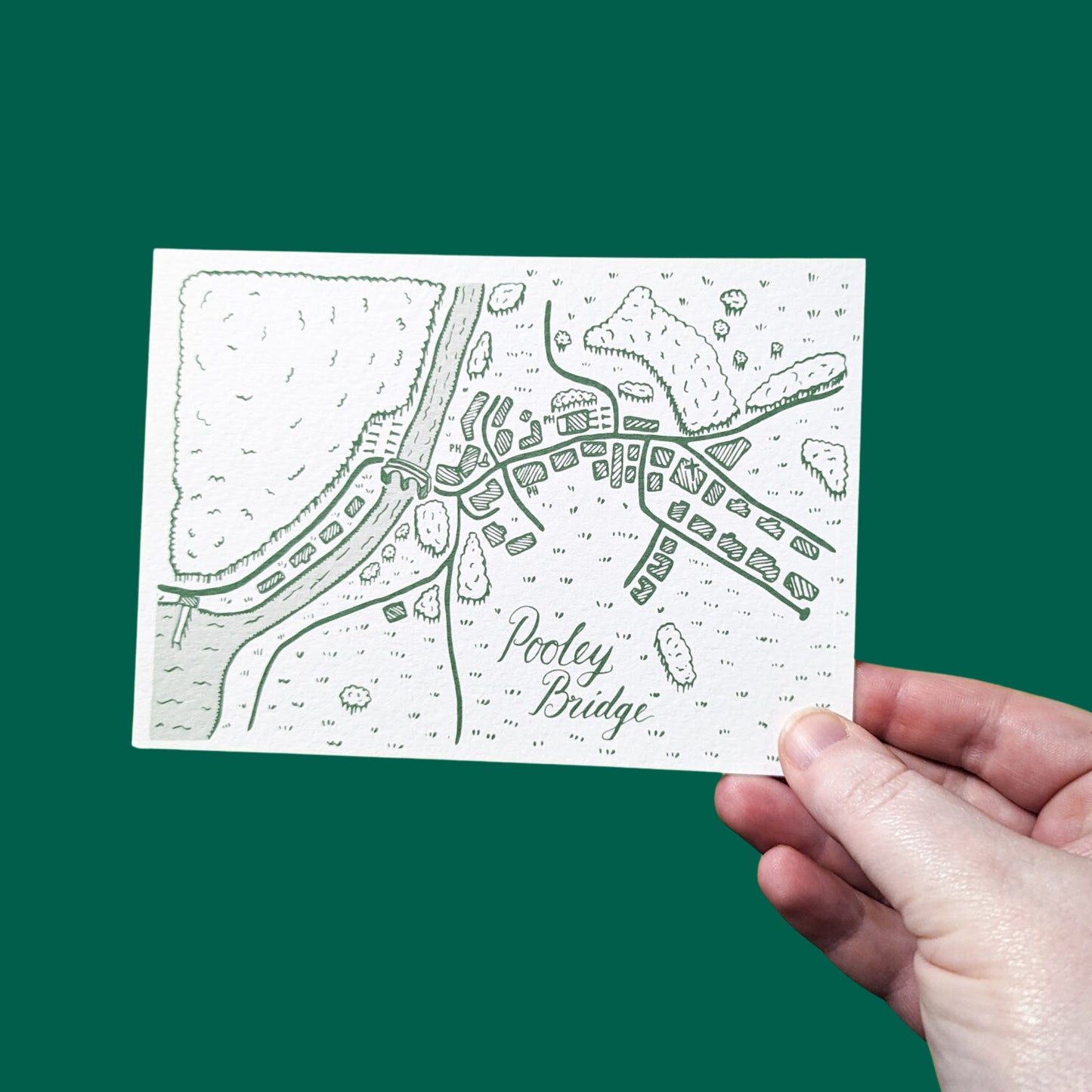 Pooley Bridge Map Postcard