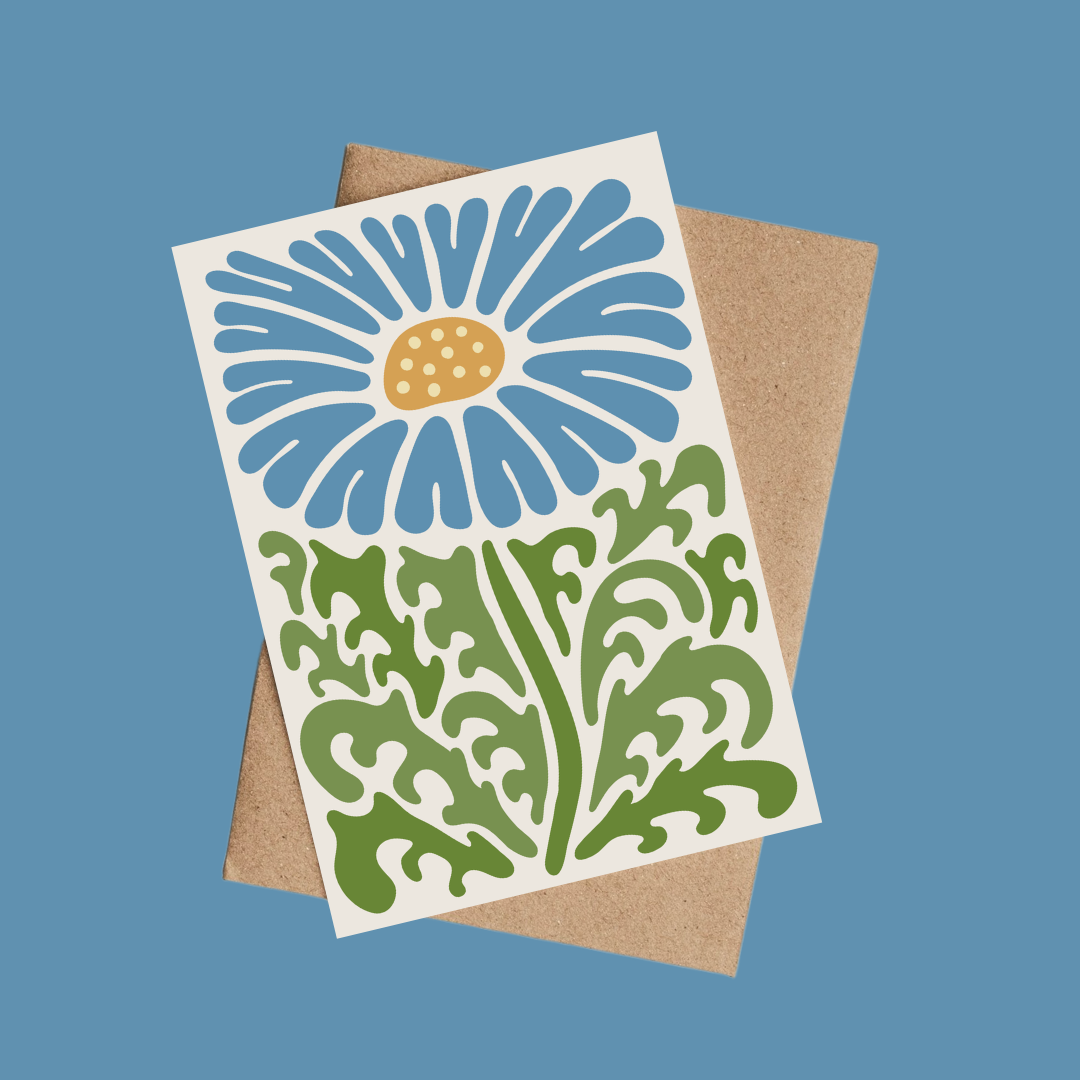 Blue Flower Greetings Card