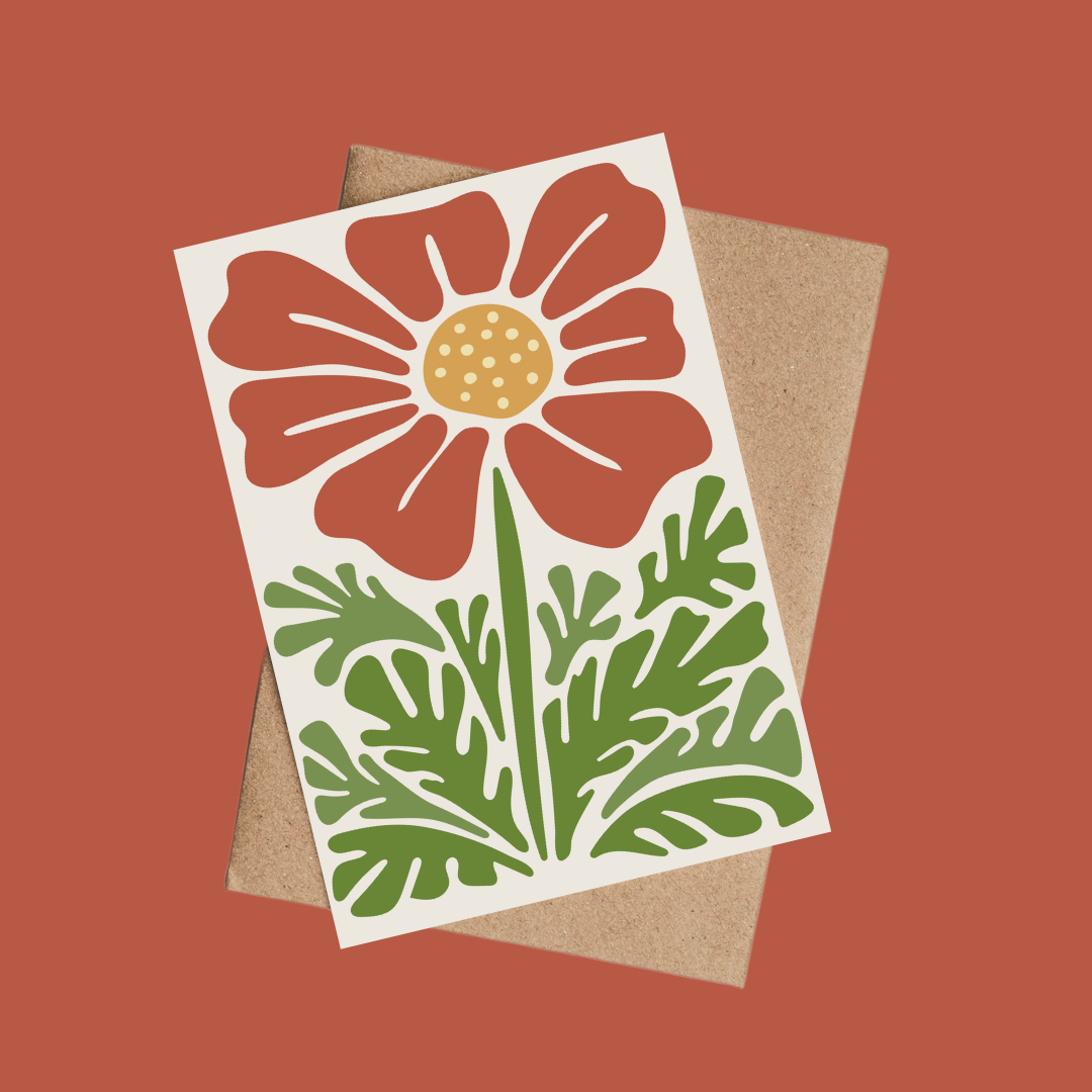 Red Flower Greetings Card